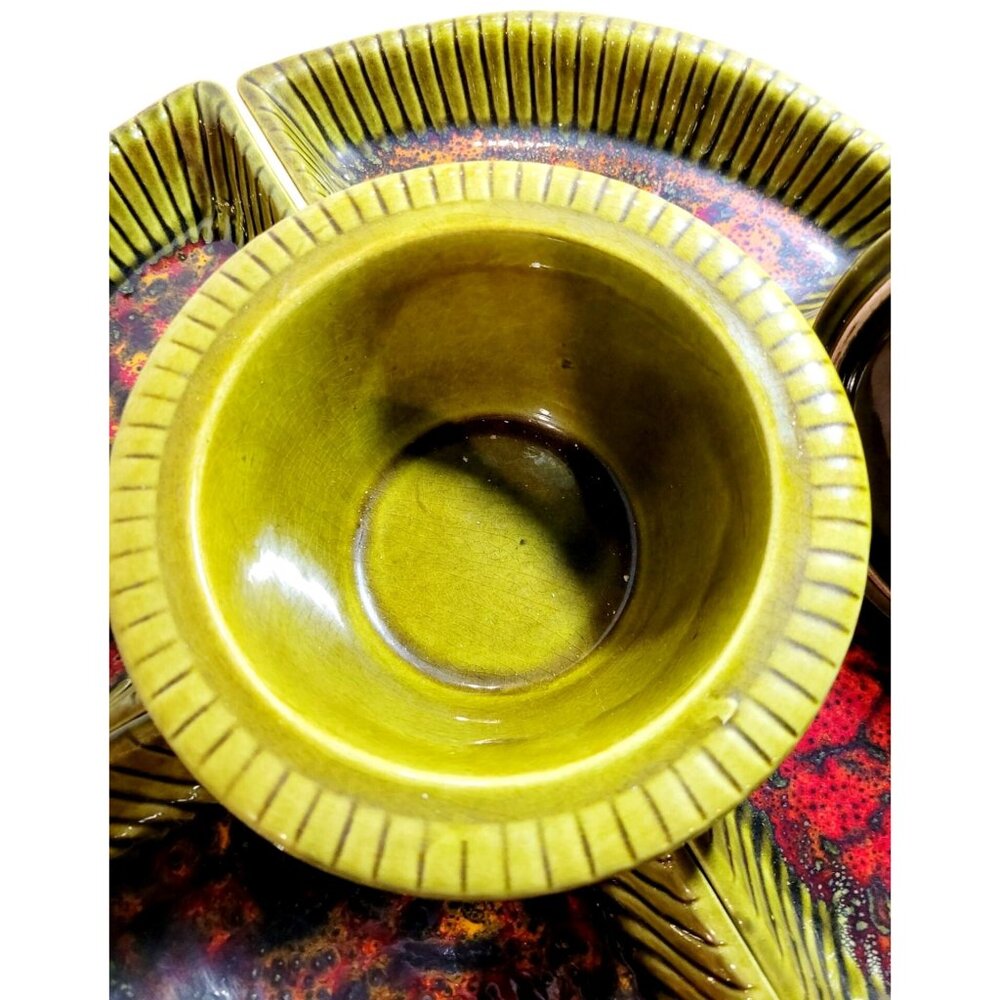 Vintage Chip and Dip Divided Serving Dishes 1970s California Pottery MCM - Picture 4 of 16